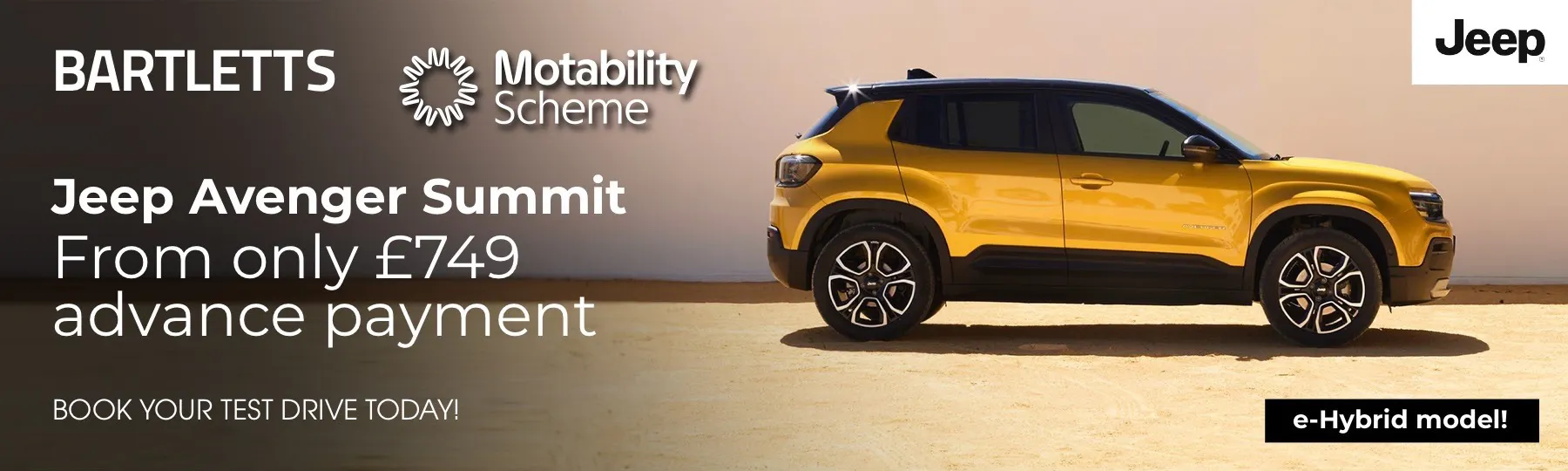 jeep Avenger e hybrid Motability Offer